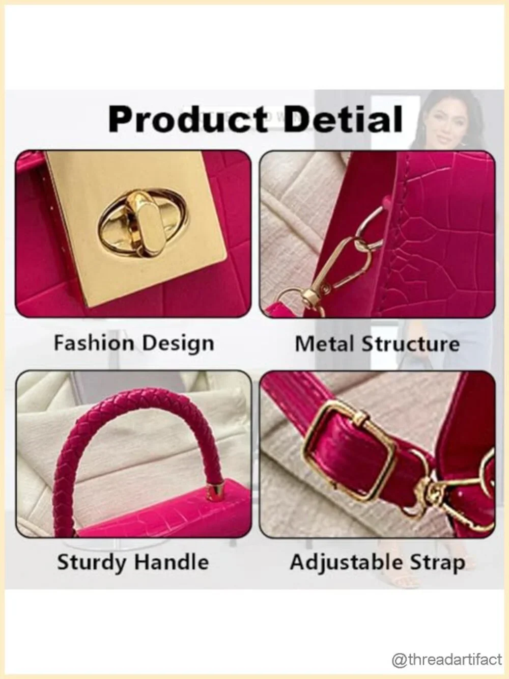 Faux Croc Leather Texture Small Crossbody Bag Patent Leather Shoulder Bag